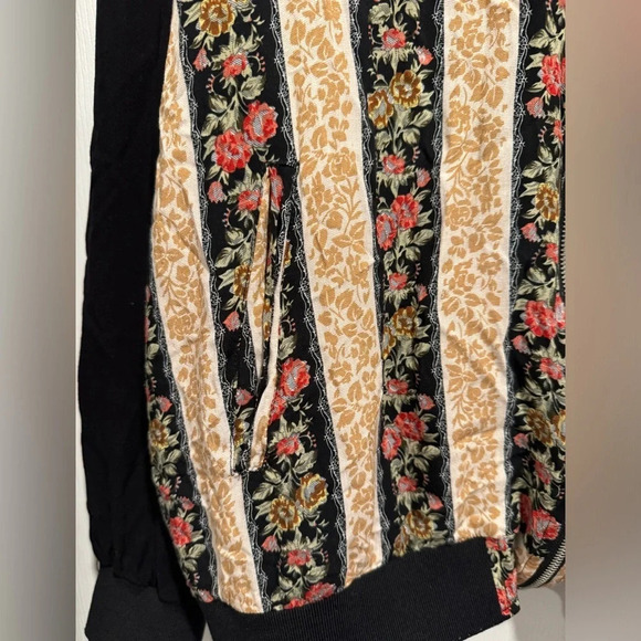 Hayden Los Angeles floral stripe long bomber jacket coat lined pockets retro USL - Picture 2 of 7